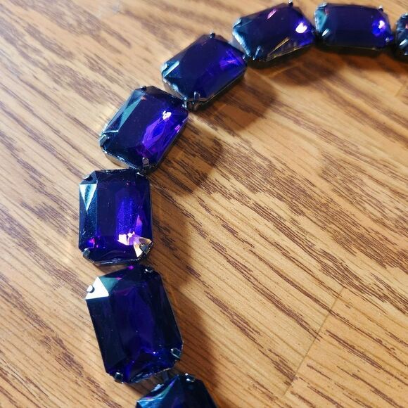 JOAN RIVERS Purple, Gunmetal Black Faceted Matinee Necklace STATEMENT MAKING! - Picture 3 of 9